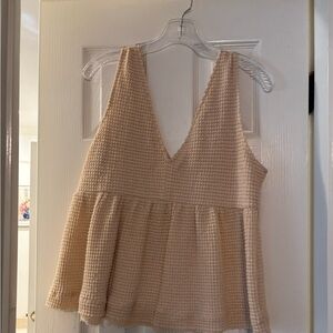 Cream colored waffle knit tank top